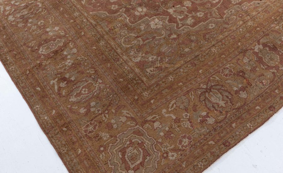 One-of-a-kind Oversized Antique Indian Amritsar Botanic Handmade Wool Rug BB4466