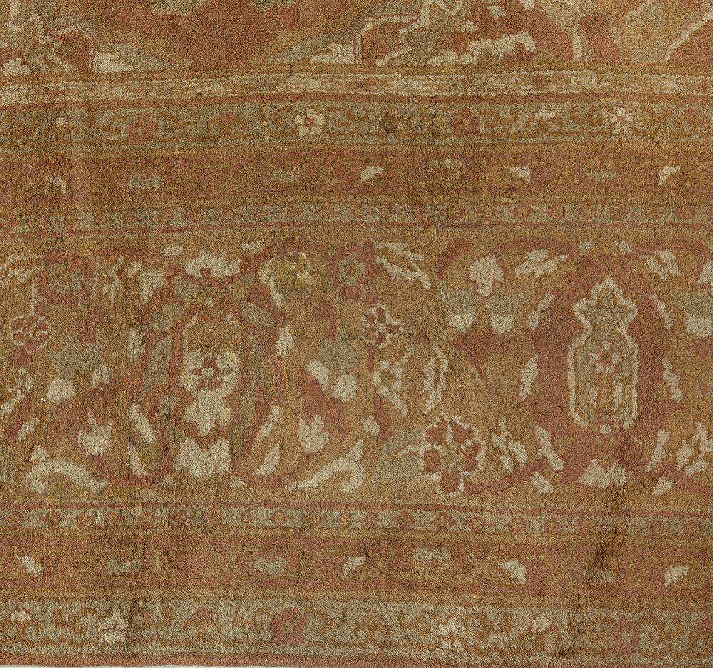One-of-a-kind Oversized Antique Indian Amritsar Botanic Handmade Wool Rug BB4466