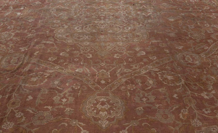 One-of-a-kind Oversized Antique Indian Amritsar Botanic Handmade Wool Rug BB4466