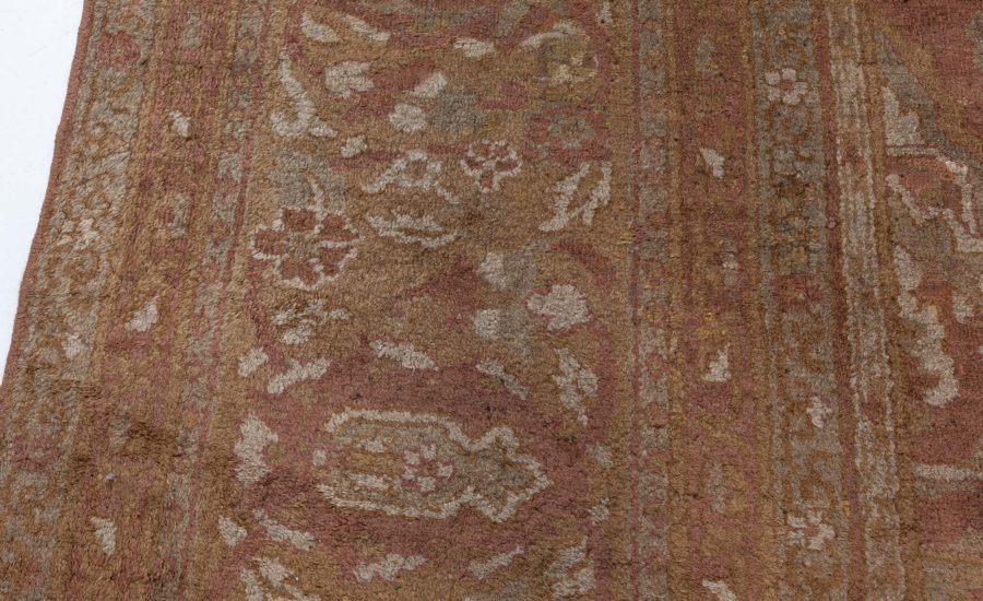 One-of-a-kind Oversized Antique Indian Amritsar Botanic Handmade Wool Rug BB4466