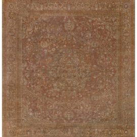 Antique Amritsar Indian Allover Geometric Pale Sand Hand-Knotted Wool Rug – Circa 1900 BB4466