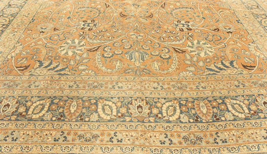 Early 20th Century Persian Tabriz Handmade Wool Rug in Rust and Midnight Blue BB4470