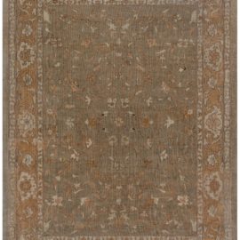 Fine Antique Indian Amritsar Brown Botanic Handmade Wool Rug BB4472