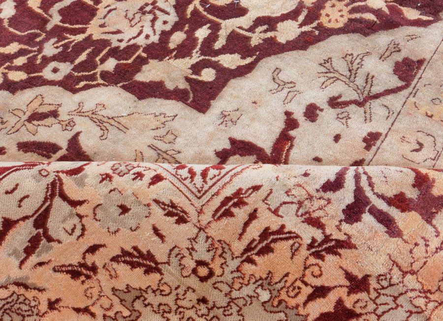 Antique Indian Amritsar Red, Beige Wool Carpet BB4633