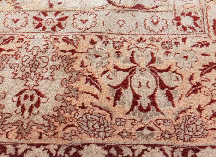 Antique Indian Amritsar Red, Beige Wool Carpet BB4633