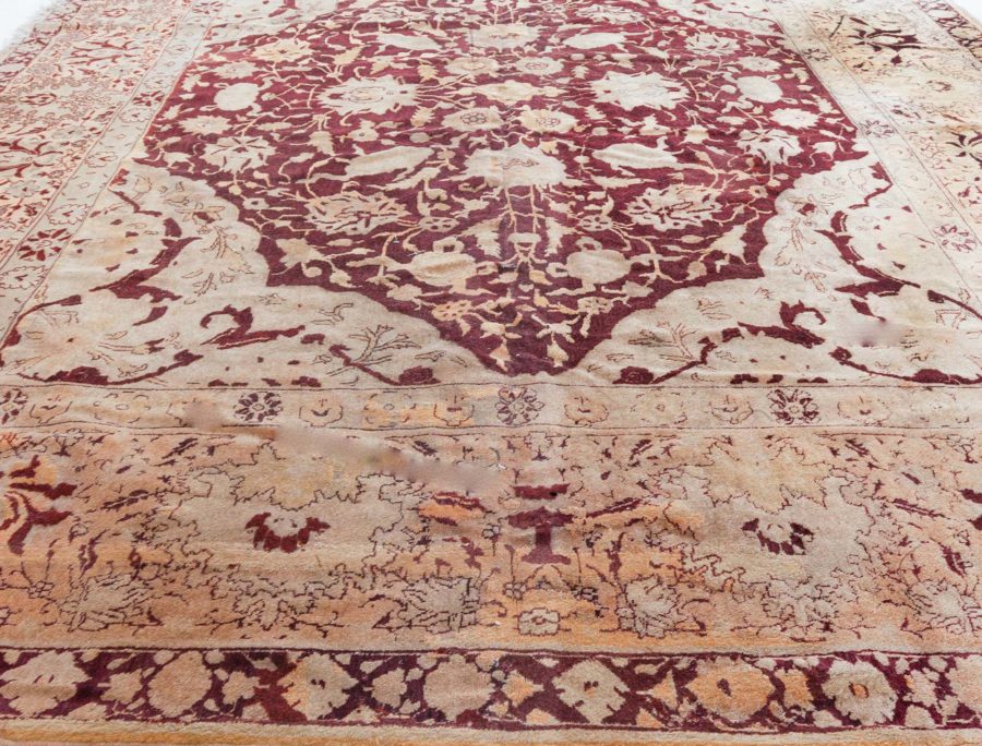 Antique Indian Amritsar Red, Beige Wool Carpet BB4633