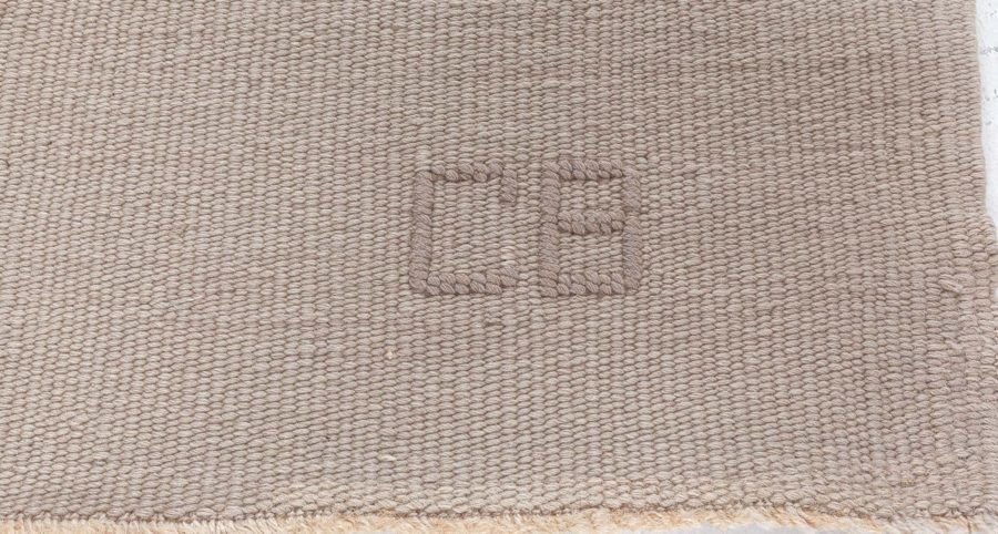 Vintage Scandinavian Beige Handmade Wool Rug BB4679