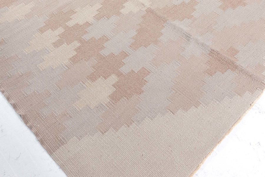 Vintage Scandinavian Beige Handmade Wool Rug BB4679