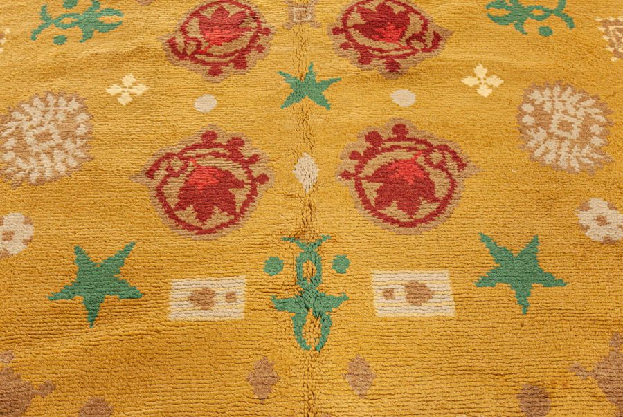 One-of-a-kind French Art Deco Orange & Red Handwoven Wool Rug by Paule Leleu BB4696