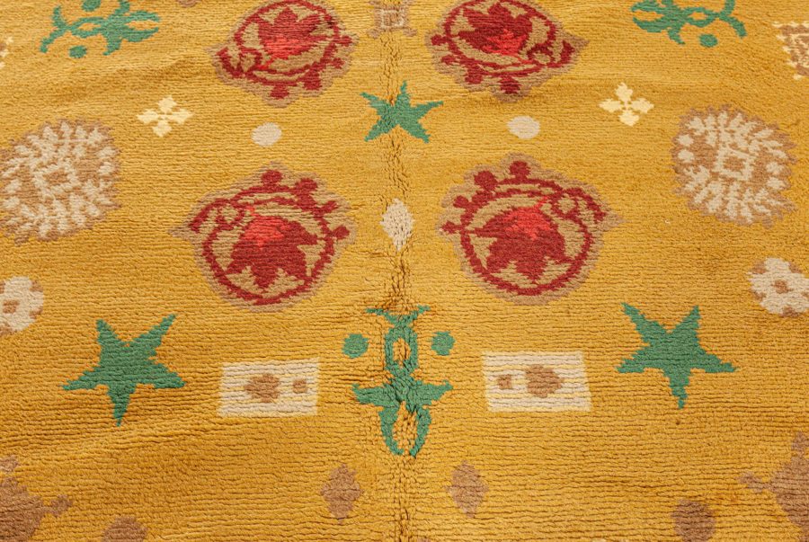 One-of-a-kind French Art Deco Orange & Red Handwoven Wool Rug by Paule Leleu BB4696