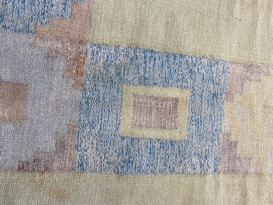 Mid-20th Century Swedish Yellow Wool Rug, Signed KP BB4767