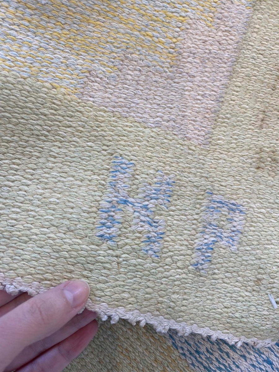 Mid-20th Century Swedish Yellow Wool Rug, Signed by Kerstin Persson BB4767