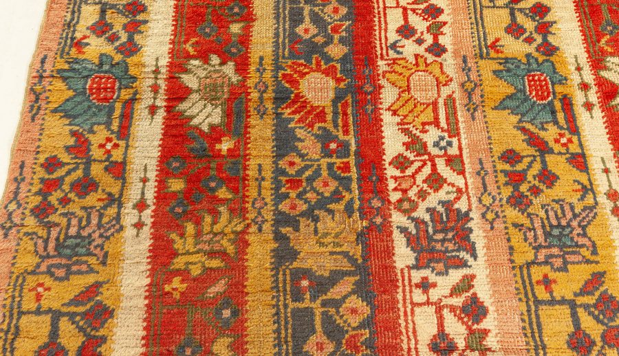 19th Century Turkish Oushak Botanic Handwoven Wool Rug BB4773