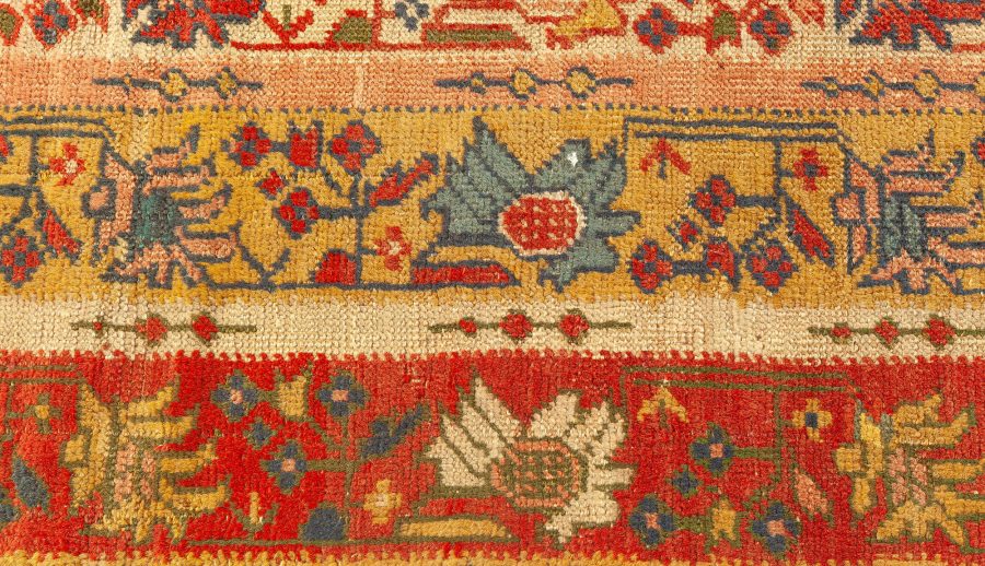 19th Century Turkish Oushak Botanic Handwoven Wool Rug BB4773