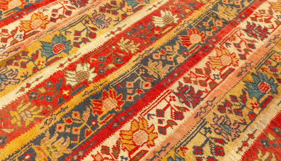 19th Century Turkish Oushak Botanic Handwoven Wool Rug BB4773