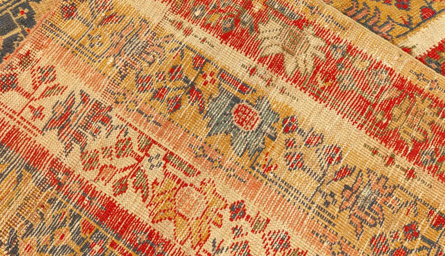 19th Century Turkish Oushak Botanic Handwoven Wool Rug BB4773