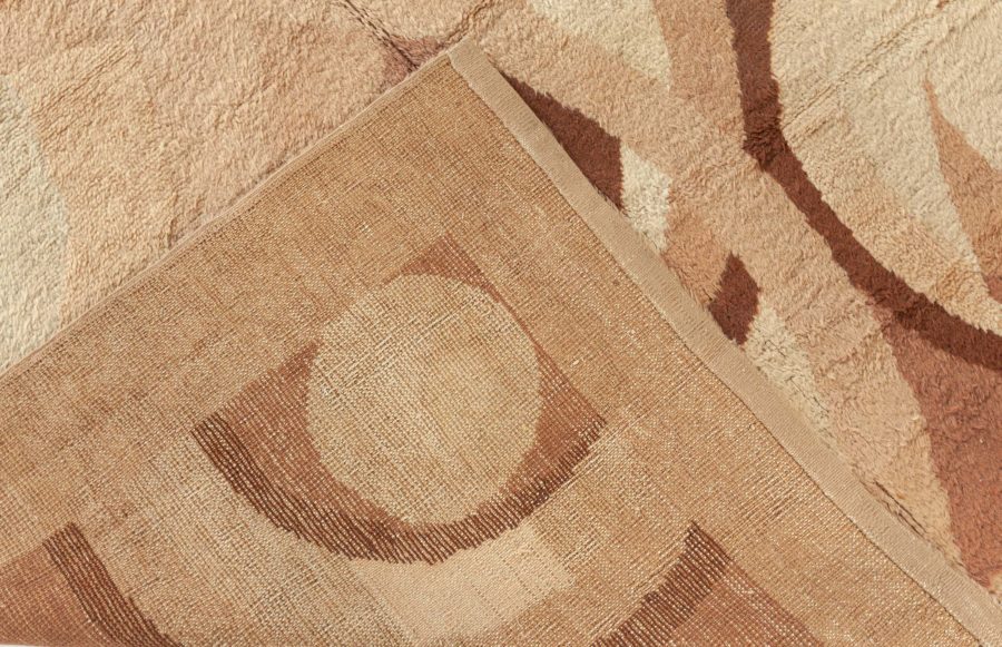 Vintage French Art Deco Brown and Beige Wool Rug by D.I.M. BB4794