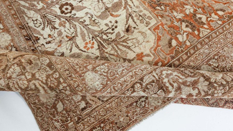 19th Century Persian Tabriz Beige and Brown Handwoven Wool Rug BB4818