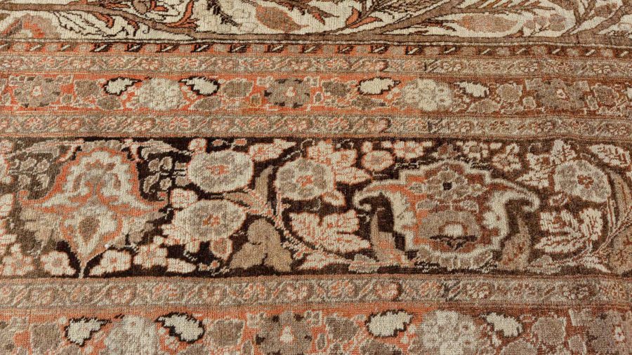 19th Century Persian Tabriz Beige and Brown Handwoven Wool Rug BB4818