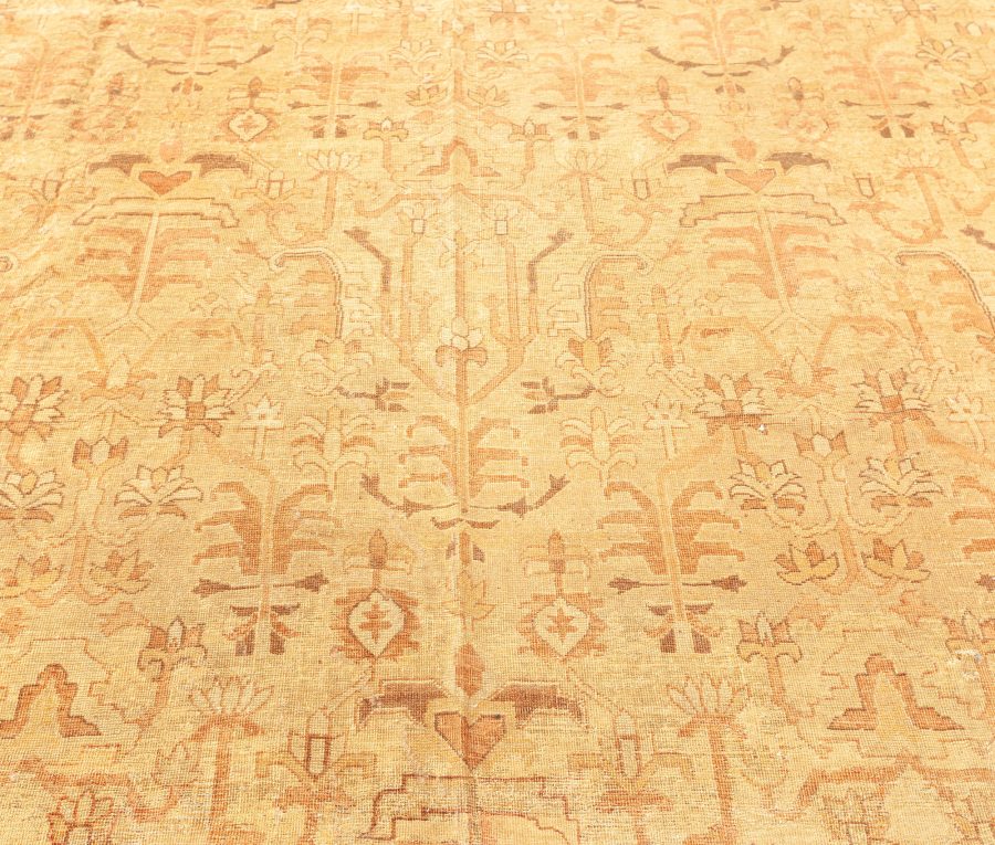 Fine Antique Indian Amritsar Orange, Brown Hand Knotted Wool Rug BB4825