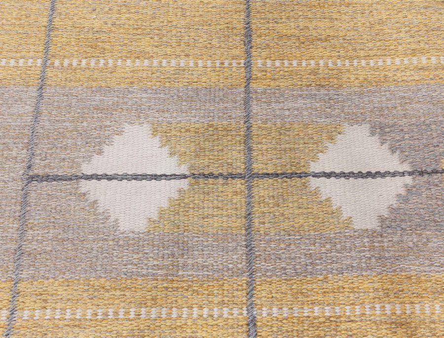Mid-20th century Swedish Yellow Flat-Weave Wool Rug BB4841