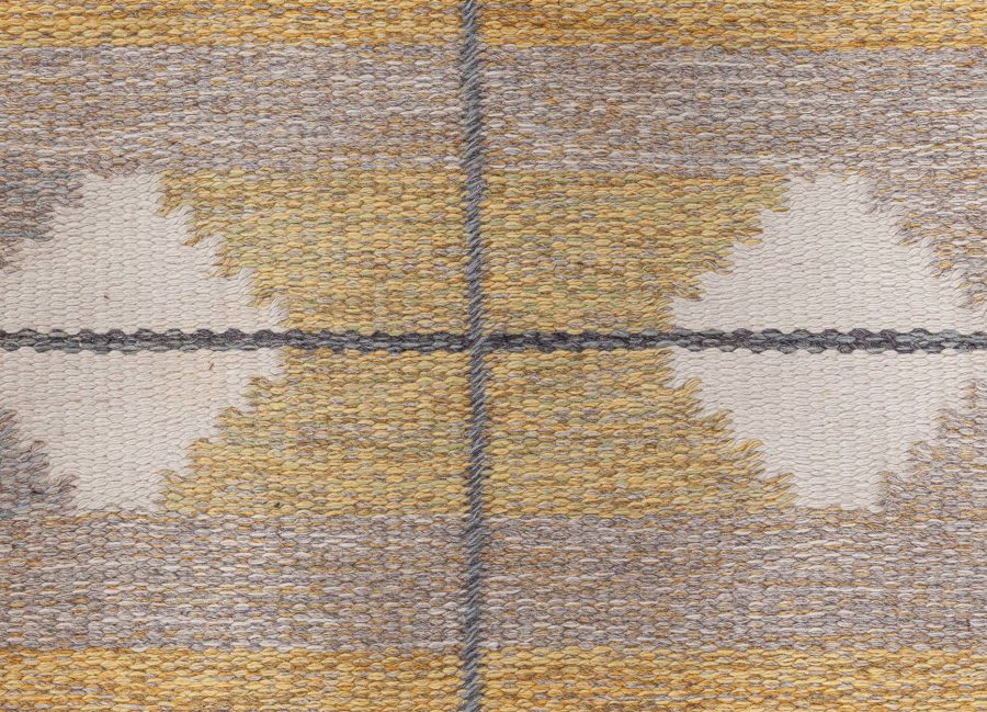Mid-20th century Swedish Yellow Flat-Weave Wool Rug BB4841