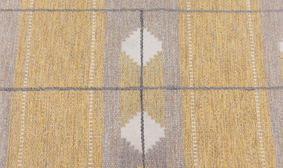 Mid-20th century Swedish Yellow Flat-Weave Wool Rug BB4841