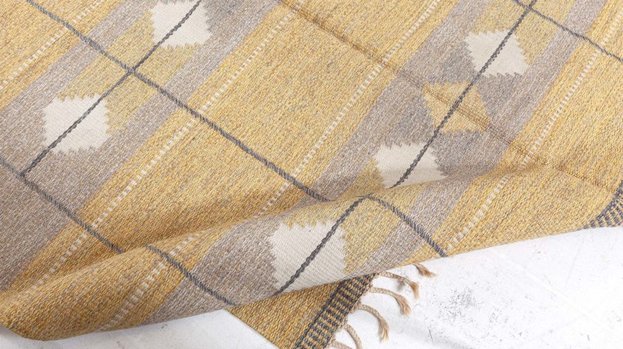 Mid-20th century Swedish Yellow Flat-Weave Wool Rug BB4841