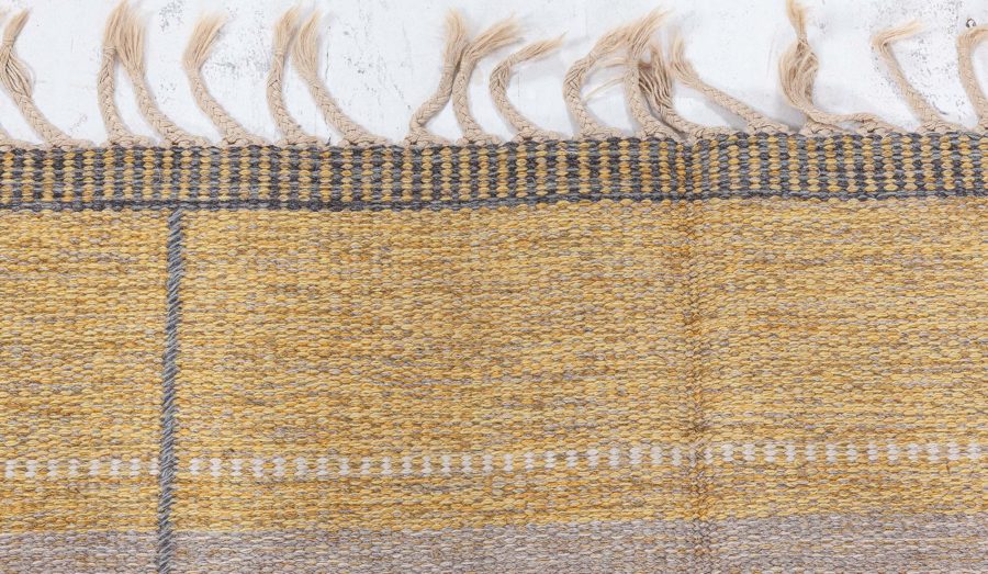 Mid-20th century Swedish Yellow Flat-Weave Wool Rug BB4841