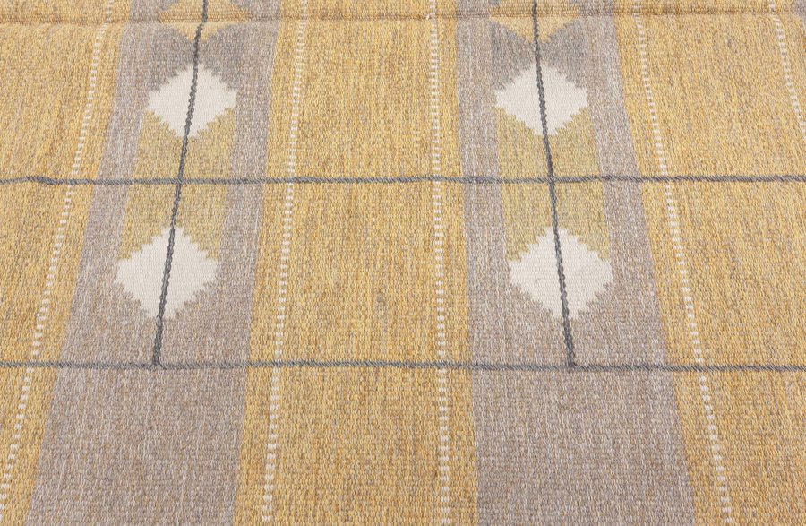 Mid-20th century Swedish Yellow Flat-Weave Wool Rug BB4841