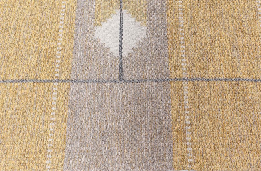 Mid-20th century Swedish Yellow Flat-Weave Wool Rug BB4841