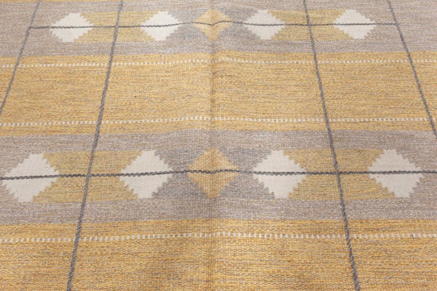 Mid-20th century Swedish Yellow Flat-Weave Wool Rug BB4841