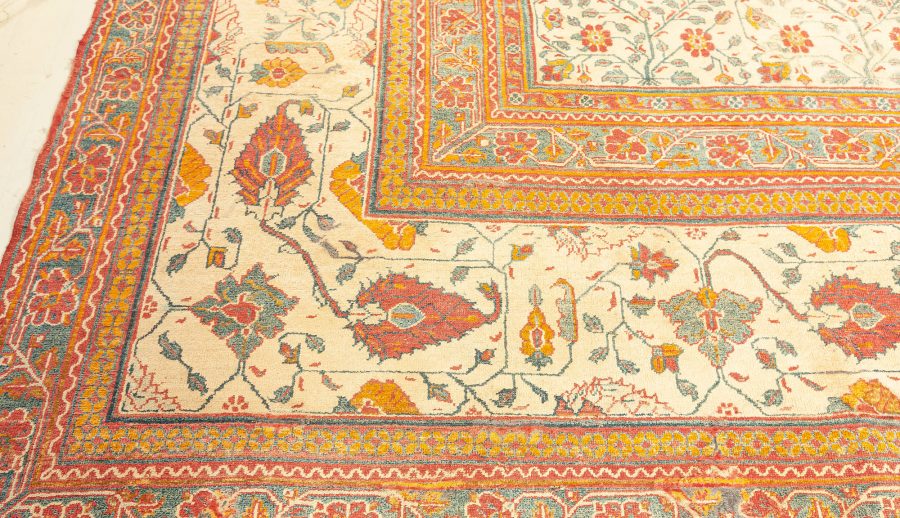 Extra Large Antique Indian Botanic Handmade Wool Agra BB4883