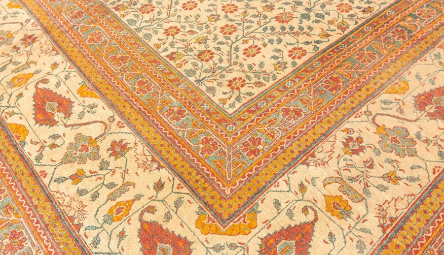 Extra Large Antique Indian Botanic Handmade Wool Agra BB4883