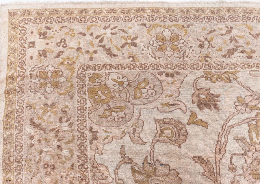 Antique Persian Sultanabad Tan, Taupe and Brown Handwoven Wool Rug BB4925