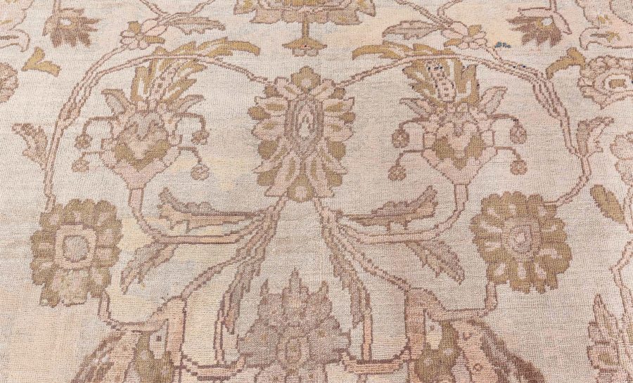 Antique Persian Sultanabad Tan, Taupe and Brown Handwoven Wool Rug BB4925