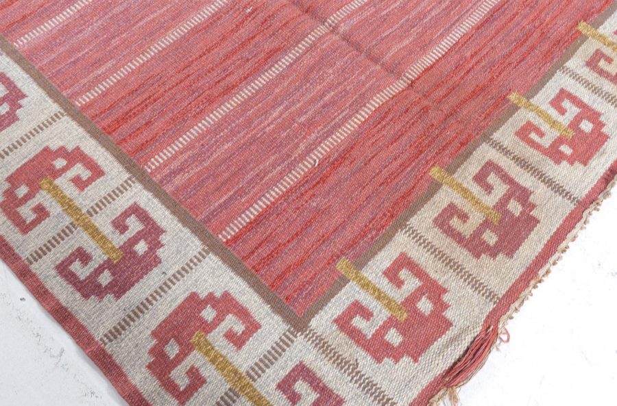 Swedish flat woven wool Rug designed by Anna-Greta Sjökvist for Svenskt Tenn BB4949