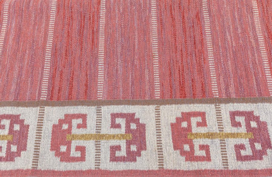 Swedish flat woven wool Rug designed by Anna-Greta Sjökvist for Svenskt Tenn BB4949