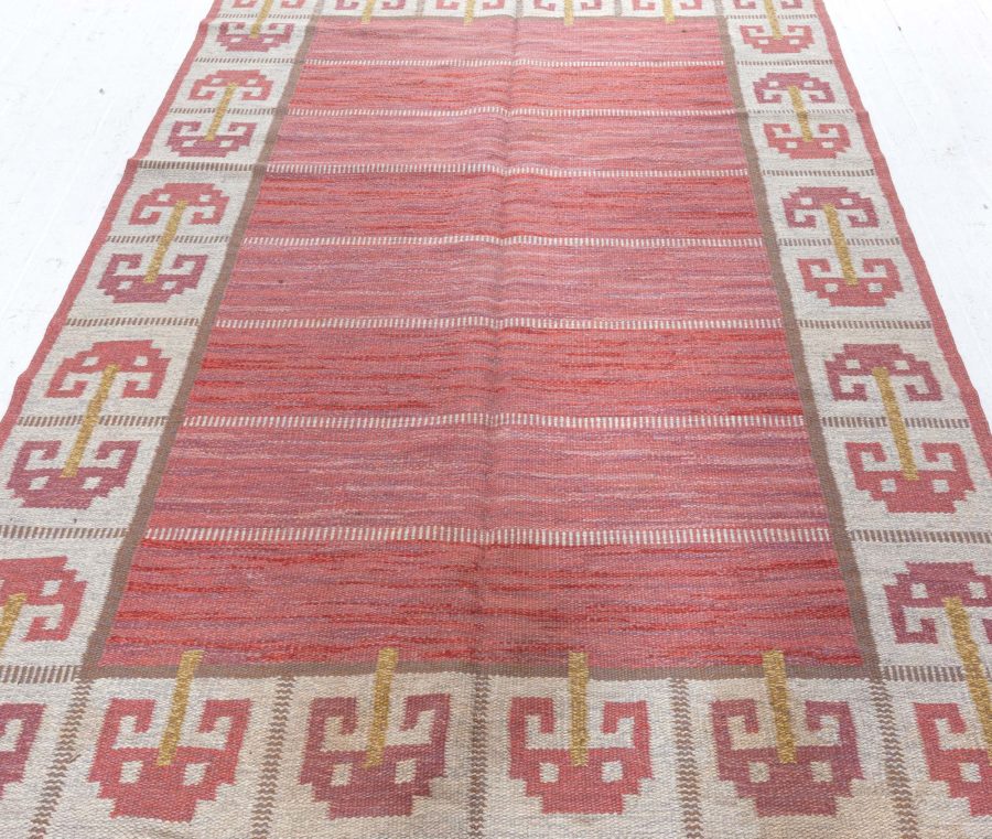 Swedish flat woven wool Rug designed by Anna-Greta Sjökvist for Svenskt Tenn BB4949