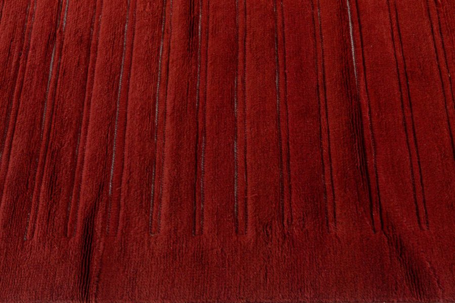 High-quality Vintage Art Deco Red Handwoven Wool Rug BB4964