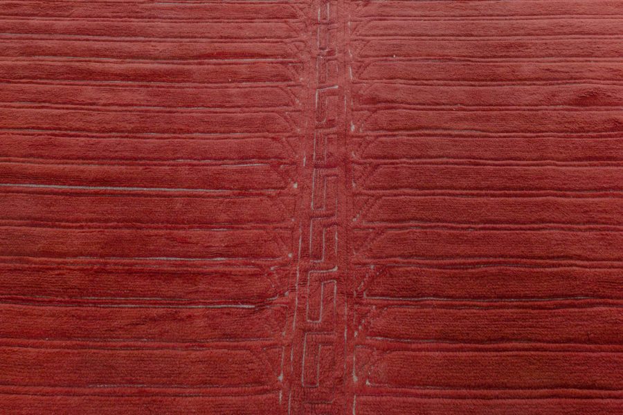 High-quality Vintage Art Deco Red Handwoven Wool Rug BB4964