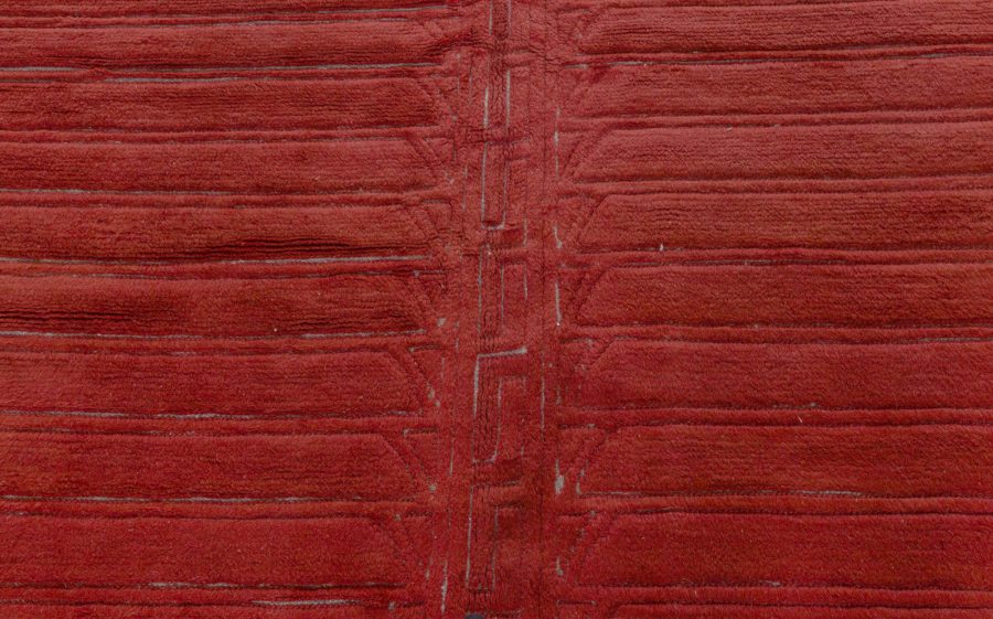 High-quality Vintage Art Deco Red Handwoven Wool Rug BB4964