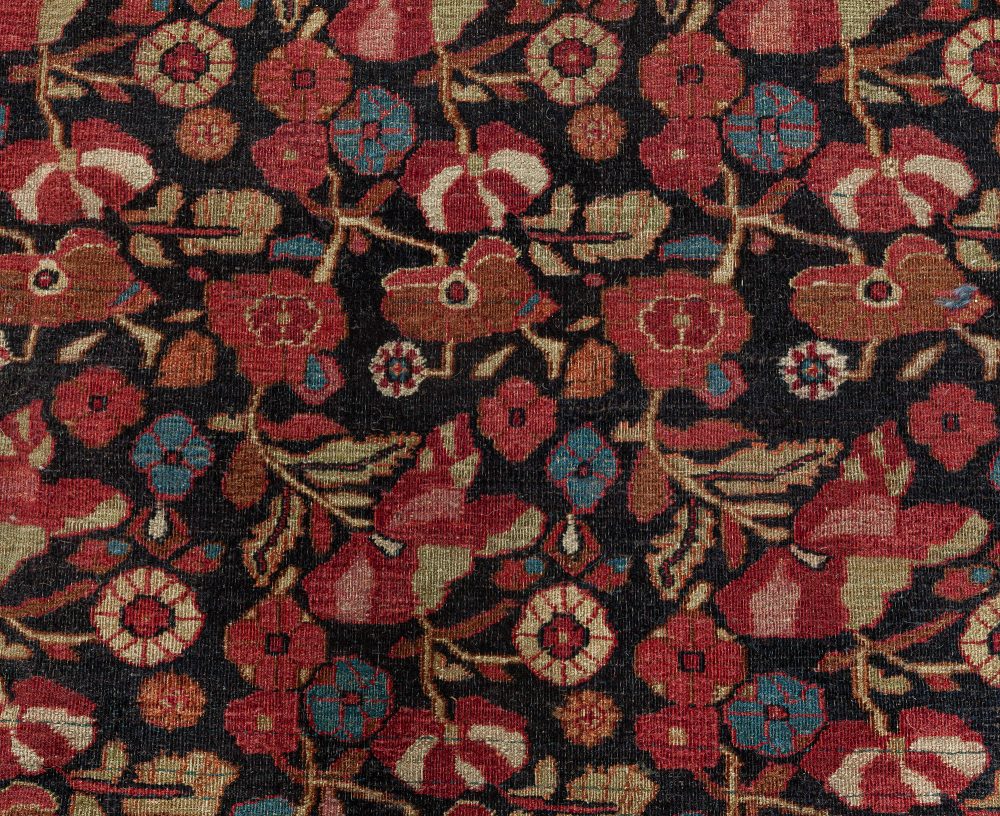 Antique Persian Meshad Bold Botanic Red Handmade Wool Rug BB4977