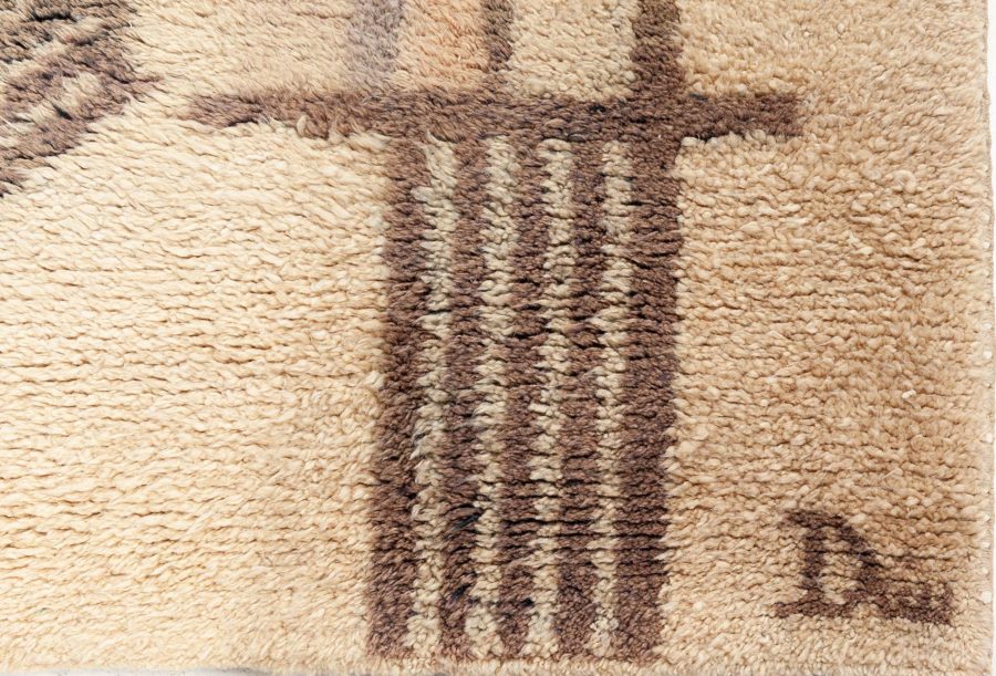 Early 20th Century French Art Deco Beige Handmade Wool Rug BB5030