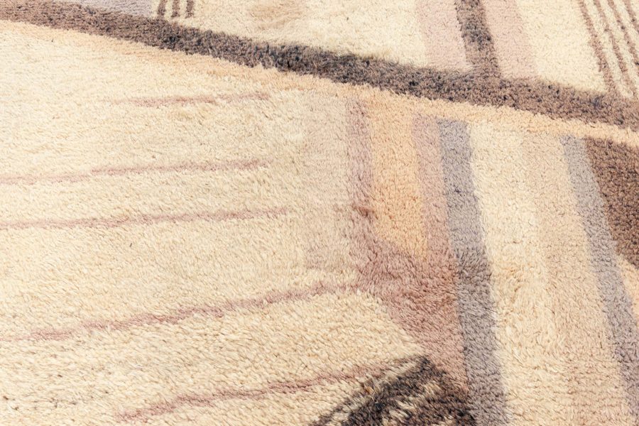 Early 20th Century French Art Deco Beige Handmade Wool Rug BB5030