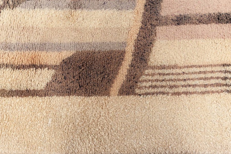 Early 20th Century French Art Deco Beige Handmade Wool Rug BB5030