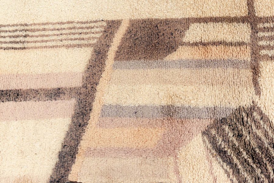 Early 20th Century French Art Deco Beige Handmade Wool Rug BB5030