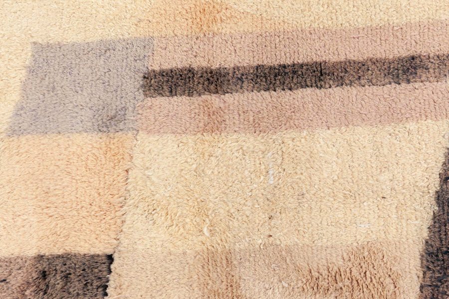Early 20th Century French Art Deco Beige Handmade Wool Rug BB5030