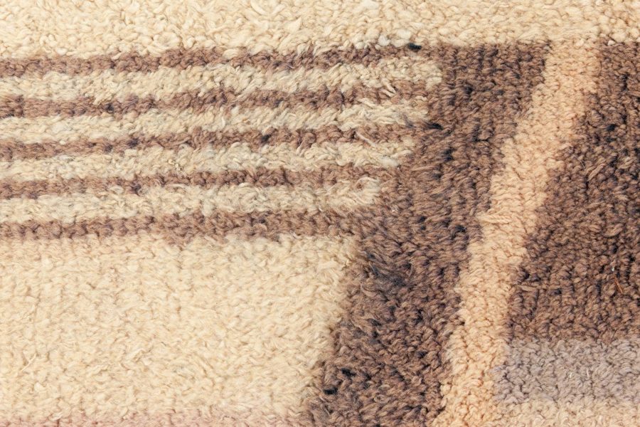 Early 20th Century French Art Deco Beige Handmade Wool Rug BB5030