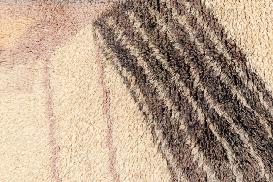 Early 20th Century French Art Deco Beige Handmade Wool Rug BB5030